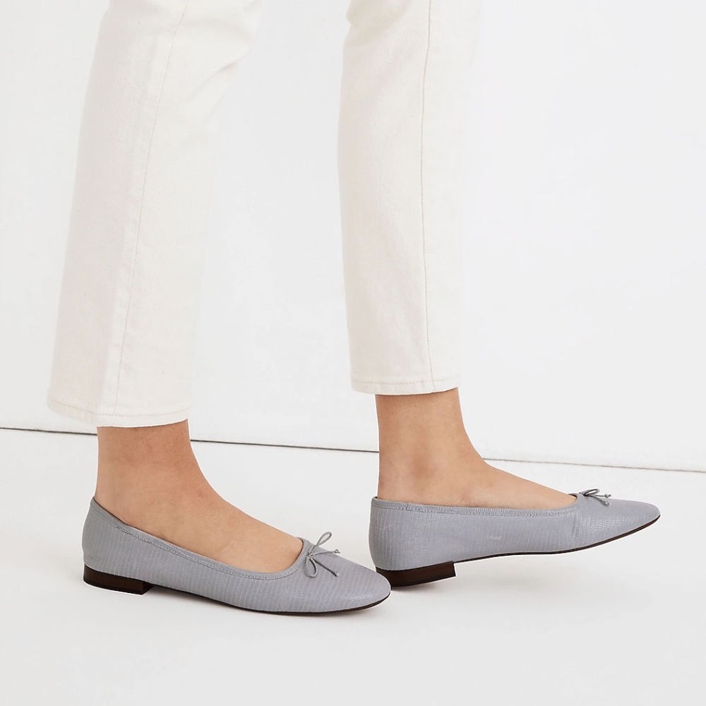 Madewell | The Adelle Ballet Flat in Lizard Embossed Leather